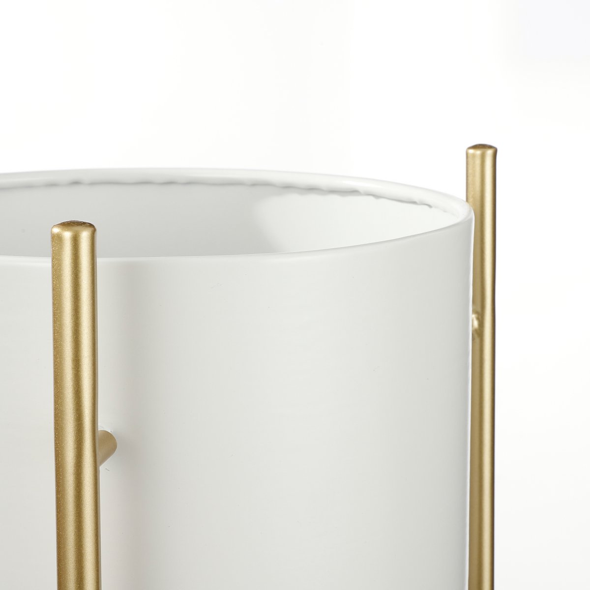 Sverre Bloempot op Standaard - H81 x Ø28 cm - Wit, Goud