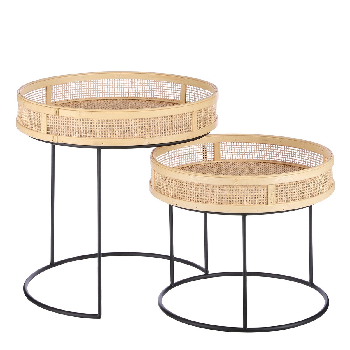 Leandro Bijzettafel - Set van 2 - H45 x Ø45 cm - Zwart