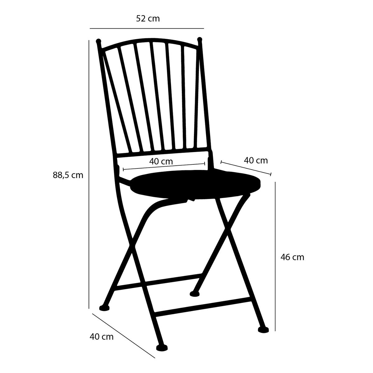 Cambria Bistrostoel - L40 x B52 x H89 cm - Metaal - Zwart
