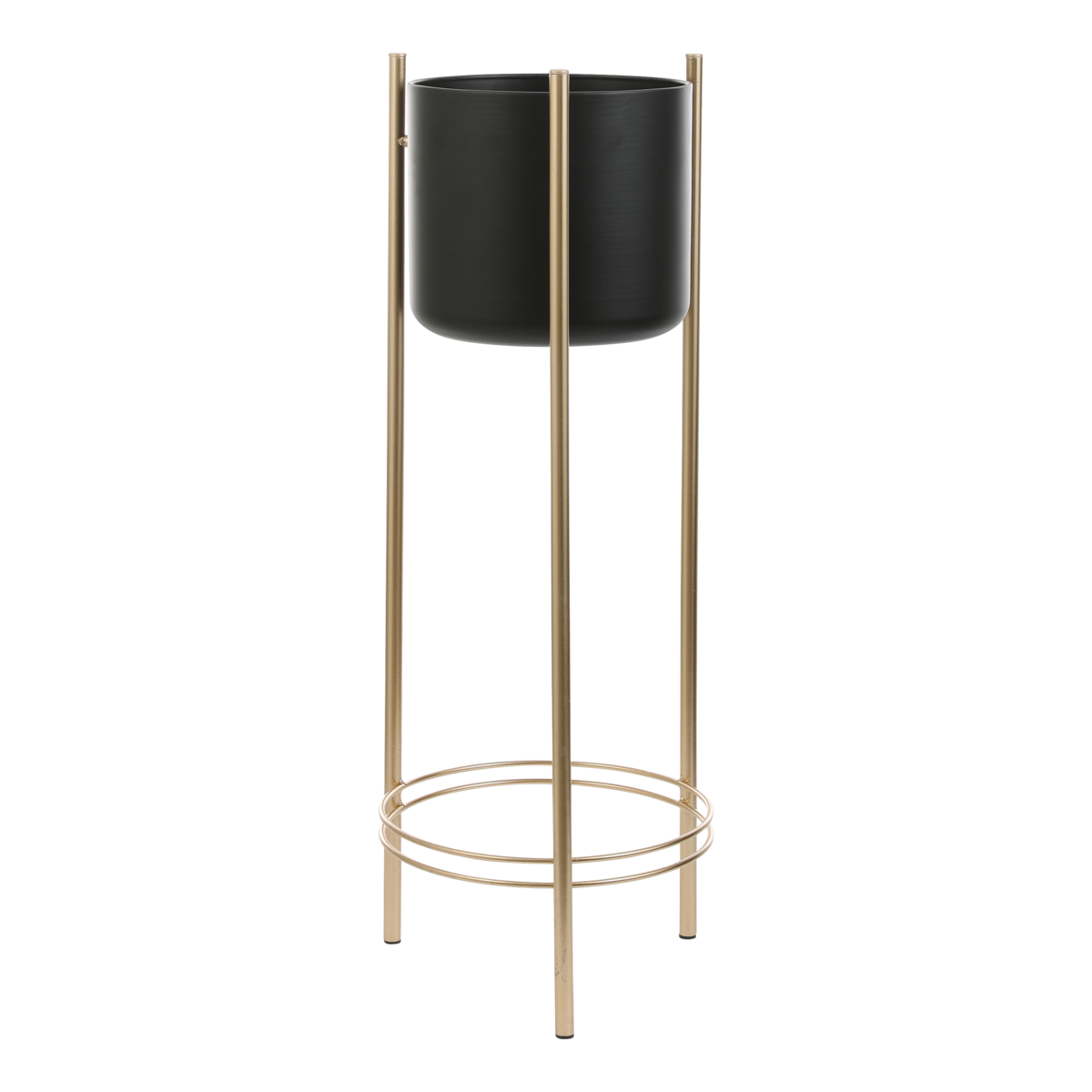Sverre Bloempot op Standaard - H81 x Ø27 cm - Zwart, Goud