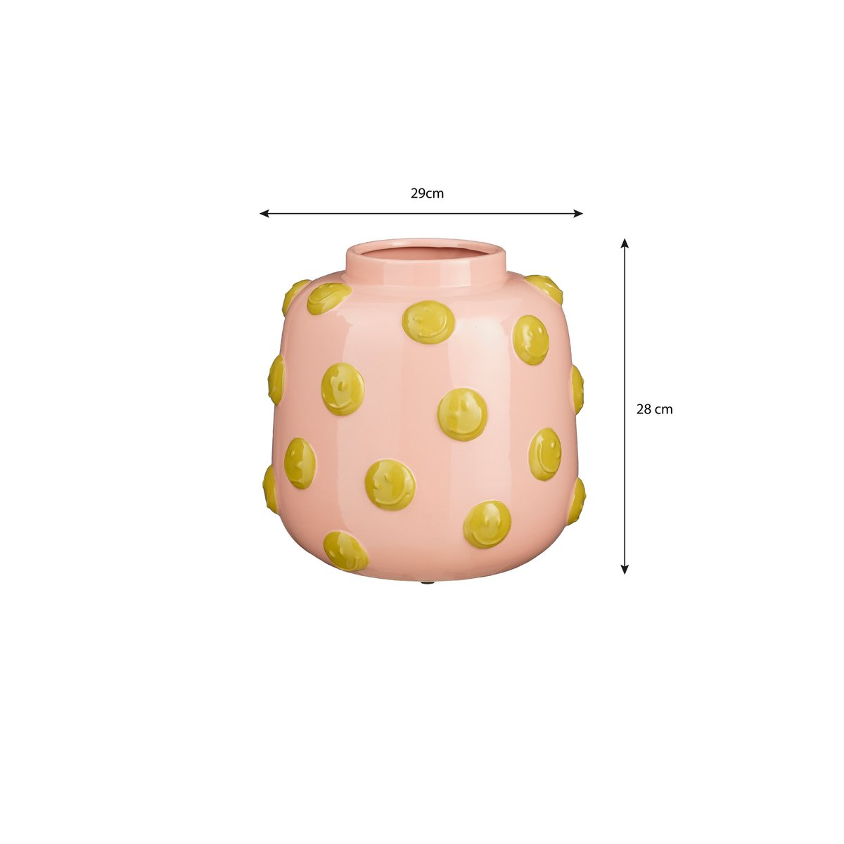Smiley Vaas - H28 x Ø29 cm - Keramiek - Lichtroze, Oker