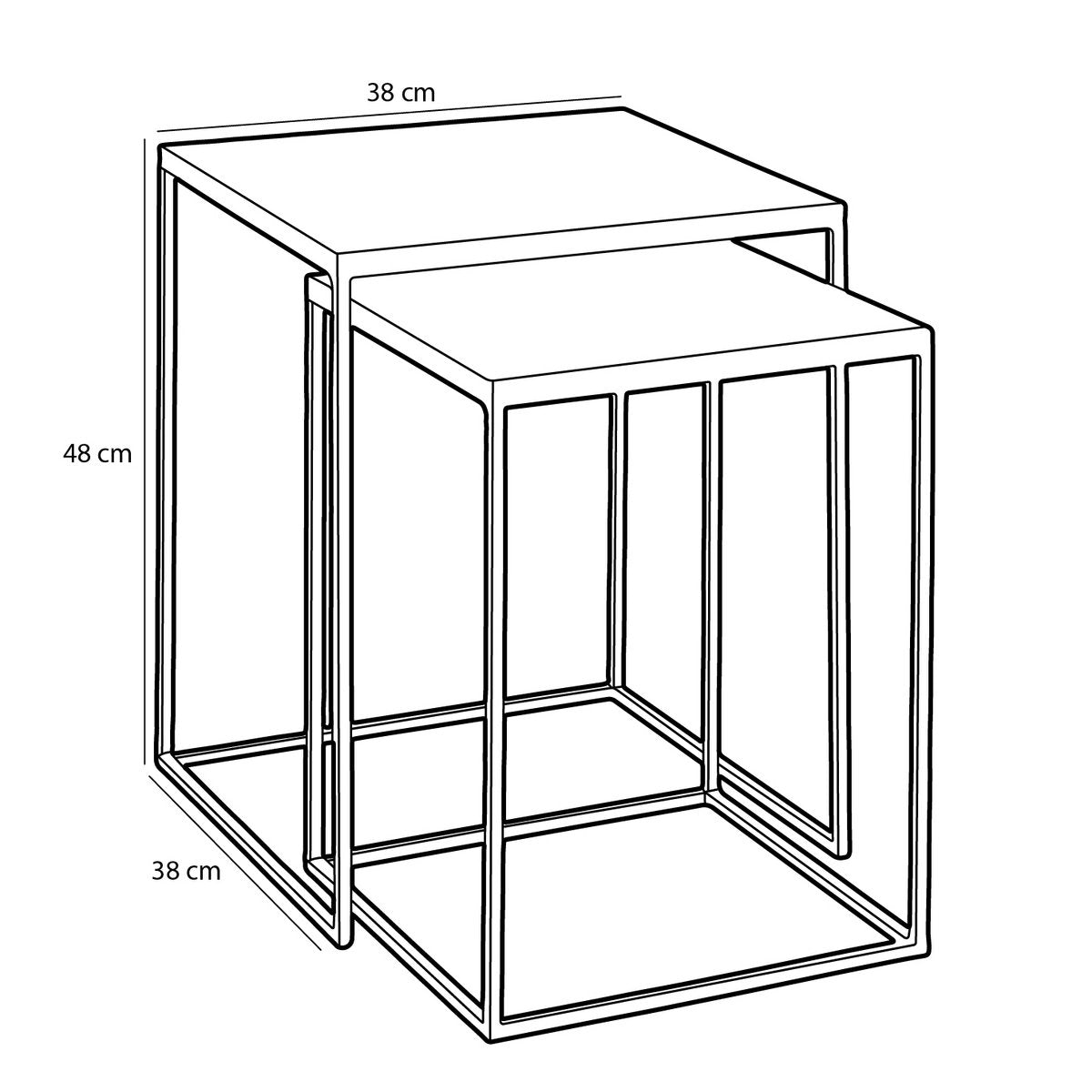 Aaron Bijzettafel voor Buiten - Set van 2 - L38 x B38 x H48 cm - Metaal - Grijs