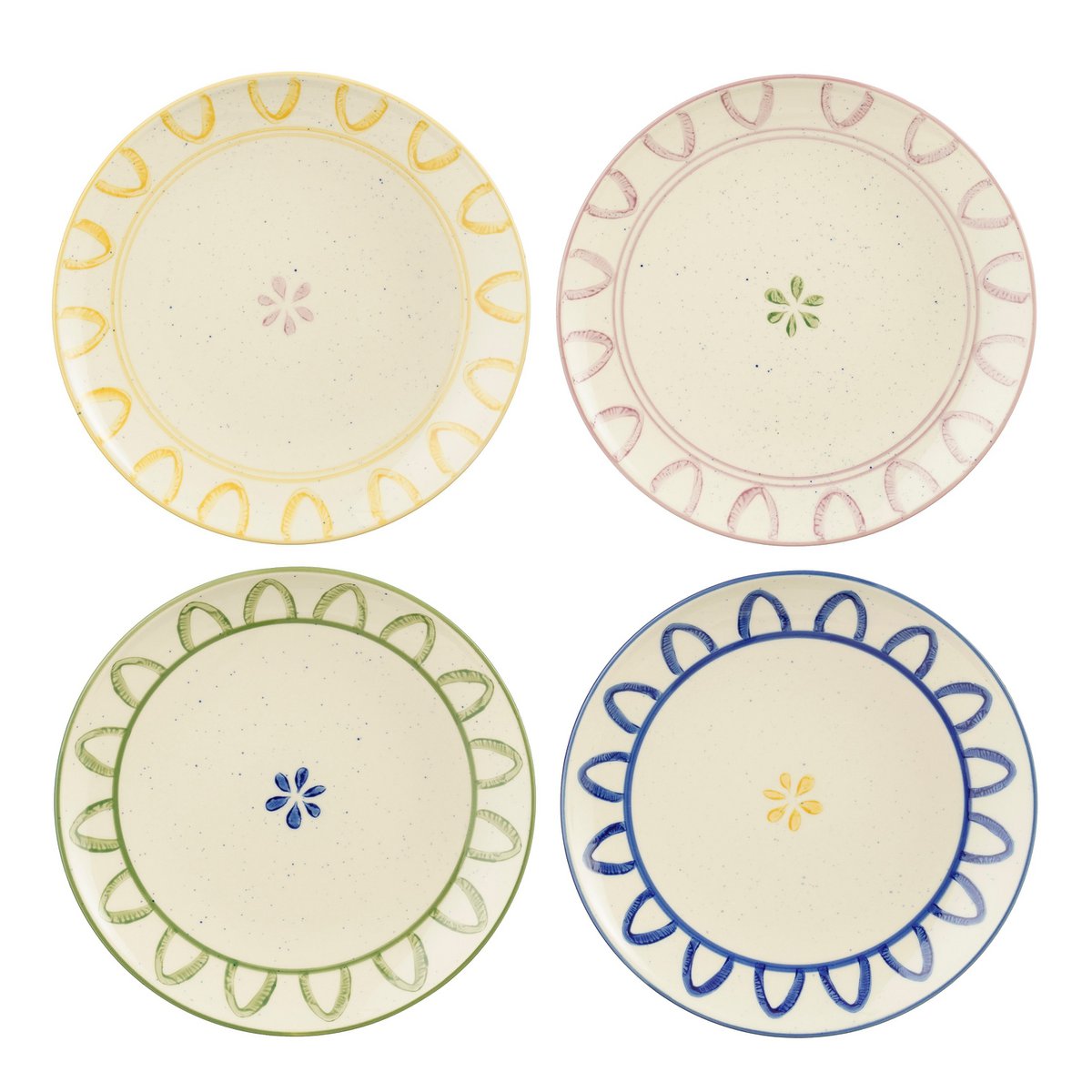 Clayton Ontbijtbord - Set van 4 - H3 x Ø21 - Steengoed - Groen, Blauw, Geel, Lila