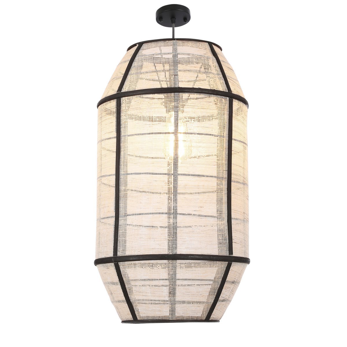 Pella Hanglamp - H58 x Ø33 cm - Linnen - Off-white