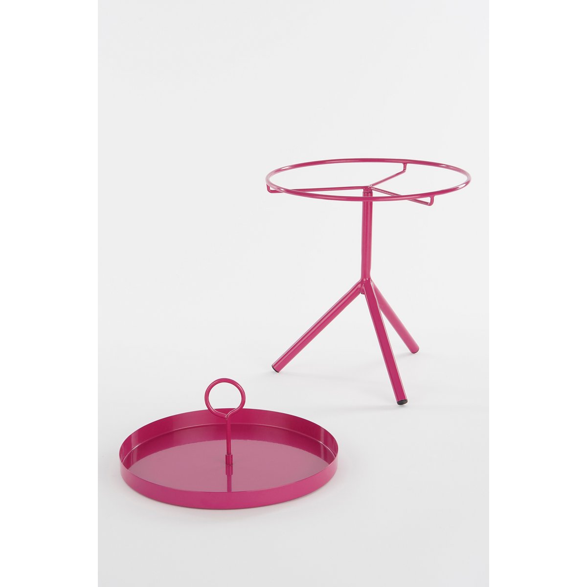 Aston Bijzettafel met Afneembaar Dienblad - H42 x Ø31 cm - Metaal - Fuchsia