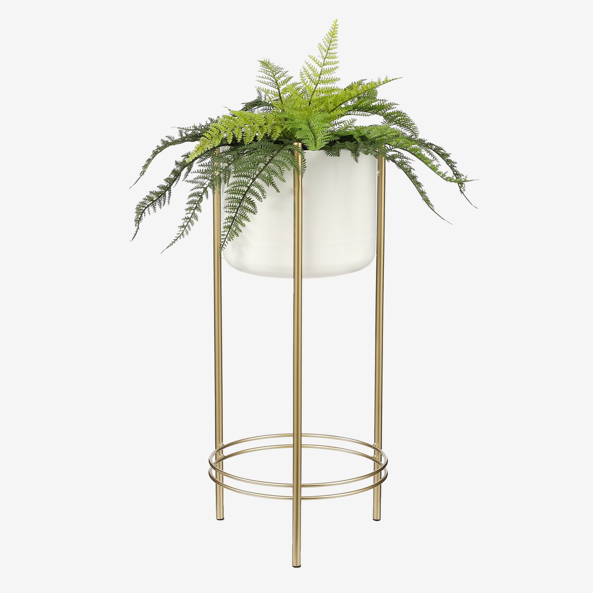 Sverre Bloempot op Standaard - H81 x Ø28 cm - Wit, Goud