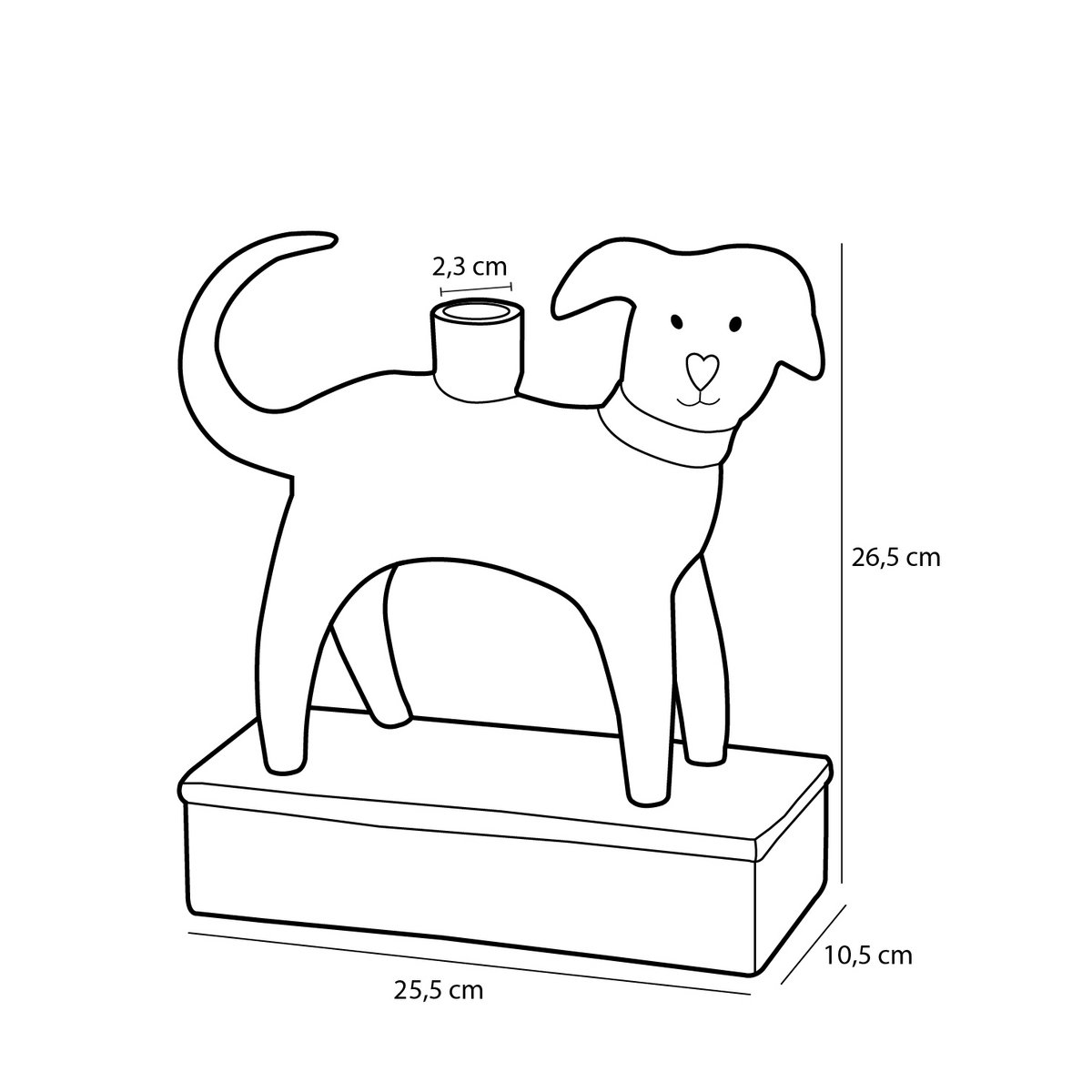 Kandelaar Hond - L26 x B11 x H27 cm - Keramiek - Wit