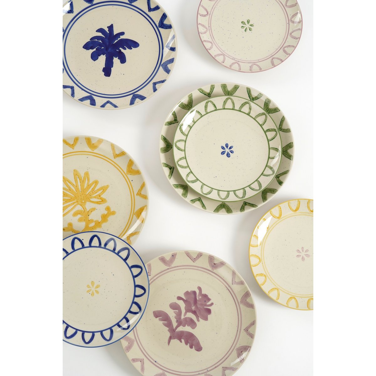 Clayton Dinerbord - Set van 4 - H3 x Ø25 cm - Steengoed - Groen, Blauw, Geel, Lila