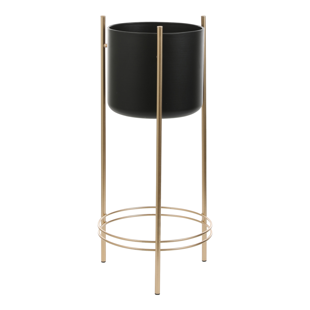 Sverre Bloempot op Standaard - H66 x Ø27 cm - Zwart, Goud