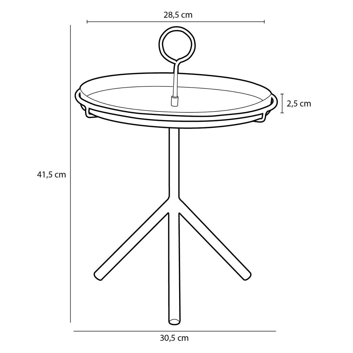 Aston Bijzettafel met Afneembaar Dienblad - H42 x Ø31 cm - Metaal - Fuchsia