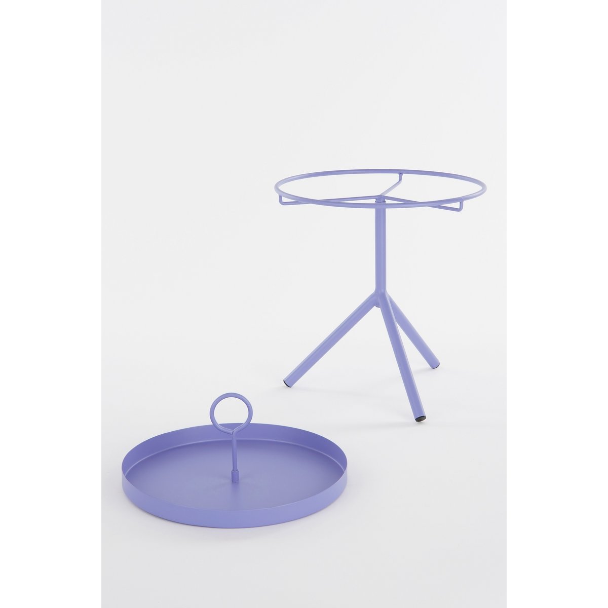 Aston Bijzettafel met Afneembaar Dienblad - H42 x Ø31 cm - Metaal - Lila