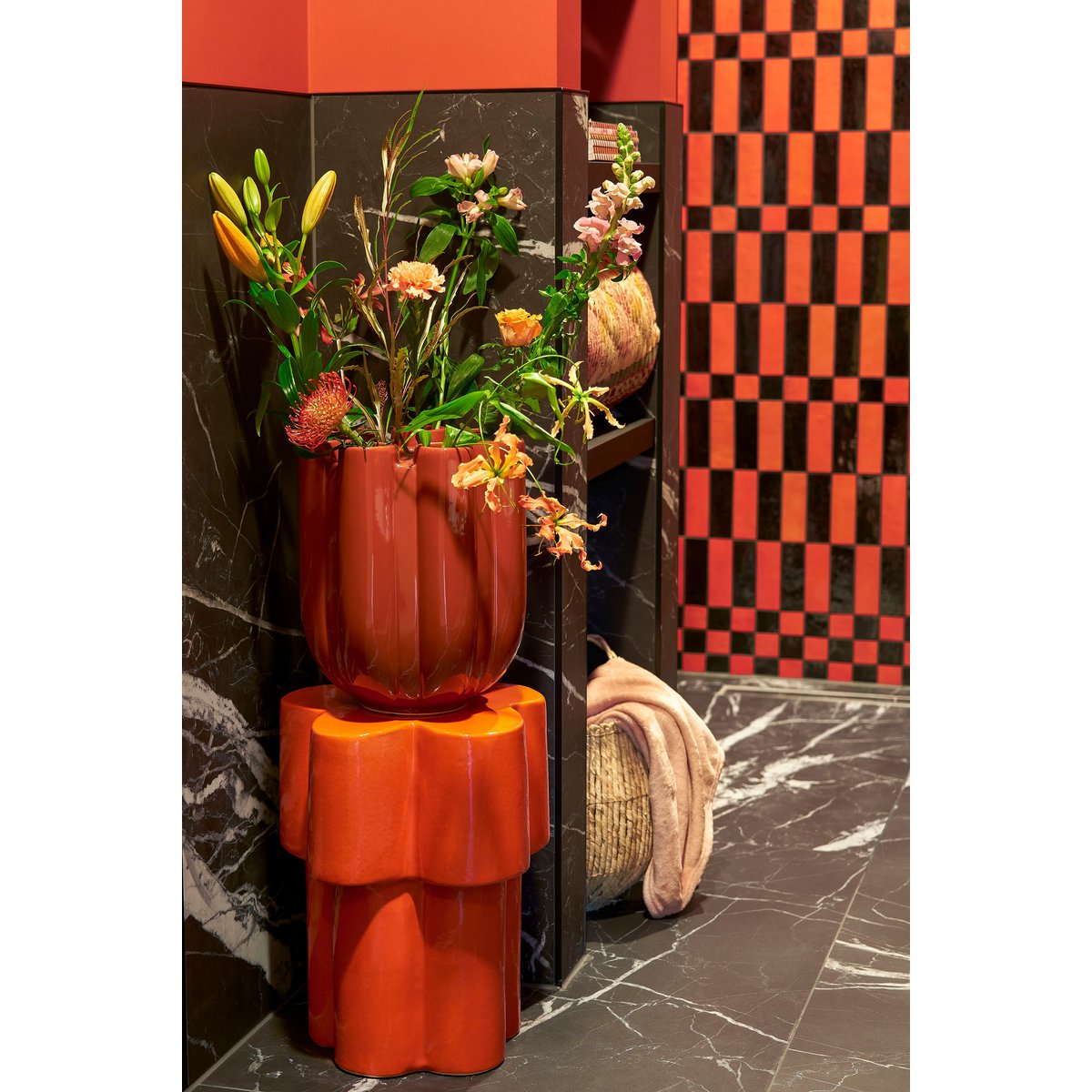 Minda Tulpenvaas - H34 x Ø28 cm - Keramiek - Rood