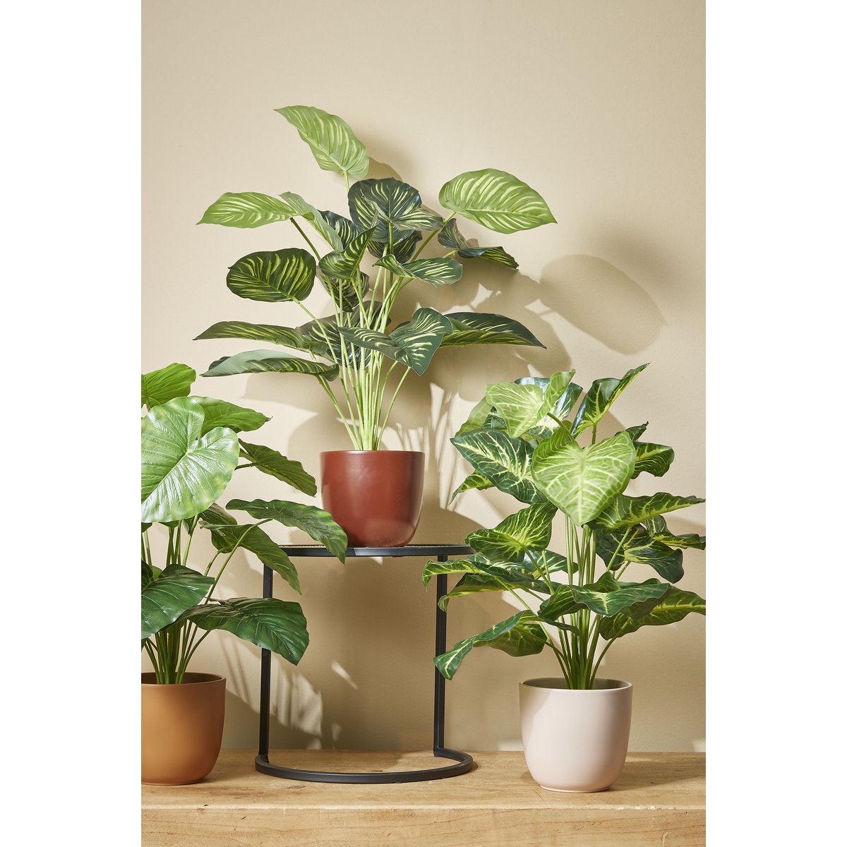 Caladium Kunstplant in Bloempot - H100 x Ø50 cm - Groen