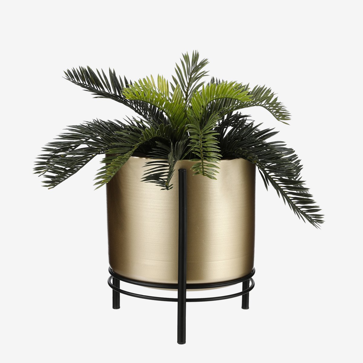 Sverre Bloempot op Standaard - H29 x Ø25 cm - Goud, Zwart