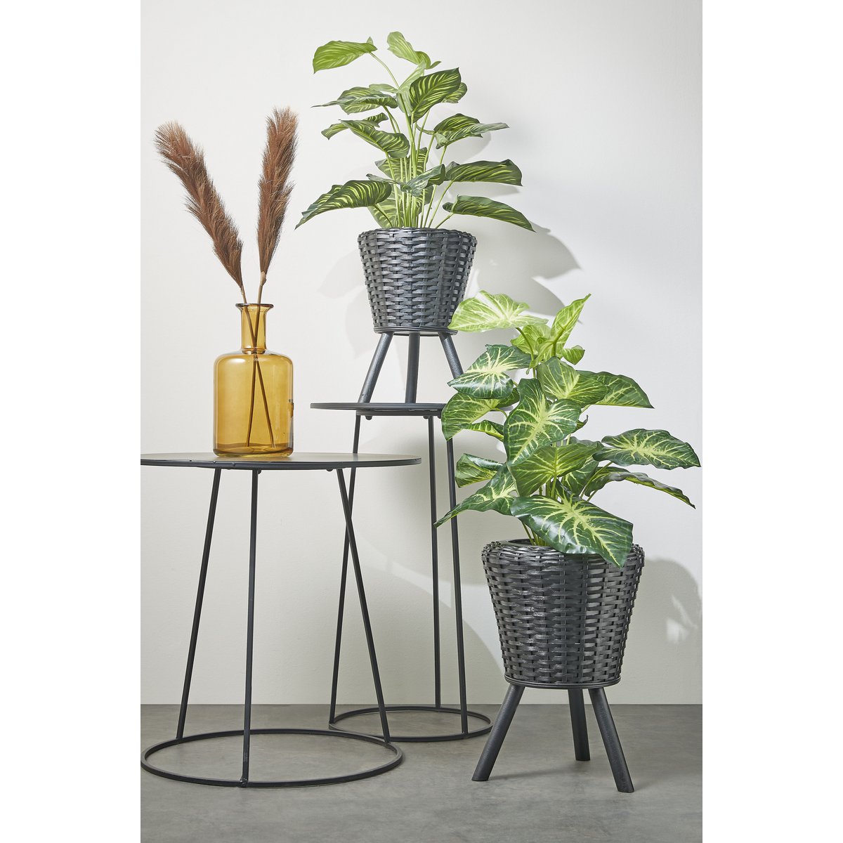 Caladium Kunstplant in Bloempot - H100 x Ø50 cm - Groen