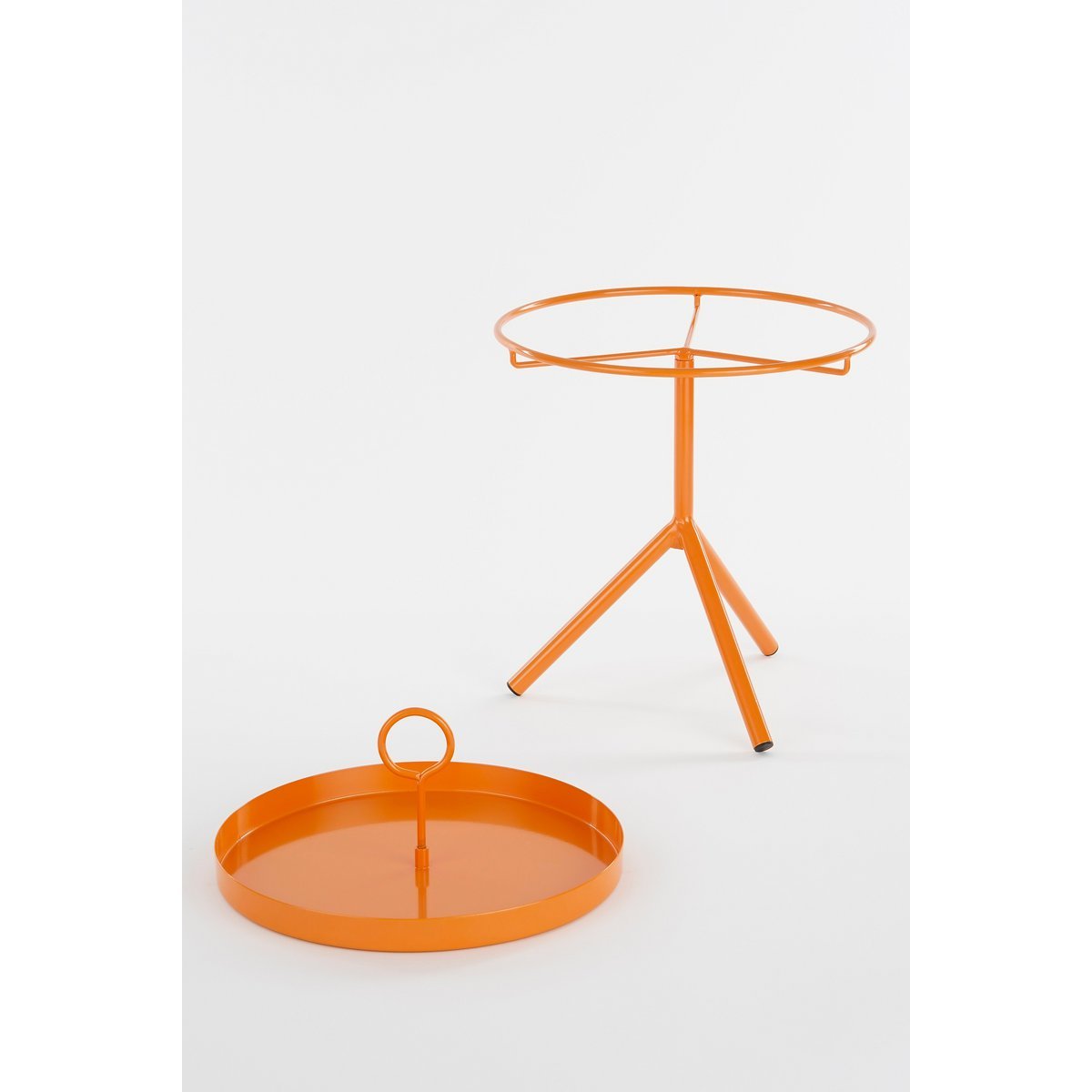 Aston Bijzettafel met Afneembaar Dienblad - H42 x Ø31 cm - Metaal - Oranje