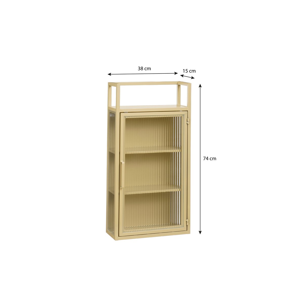 Clifton Wandkast - L38 x B15 x H74 cm - Metaal - Beige