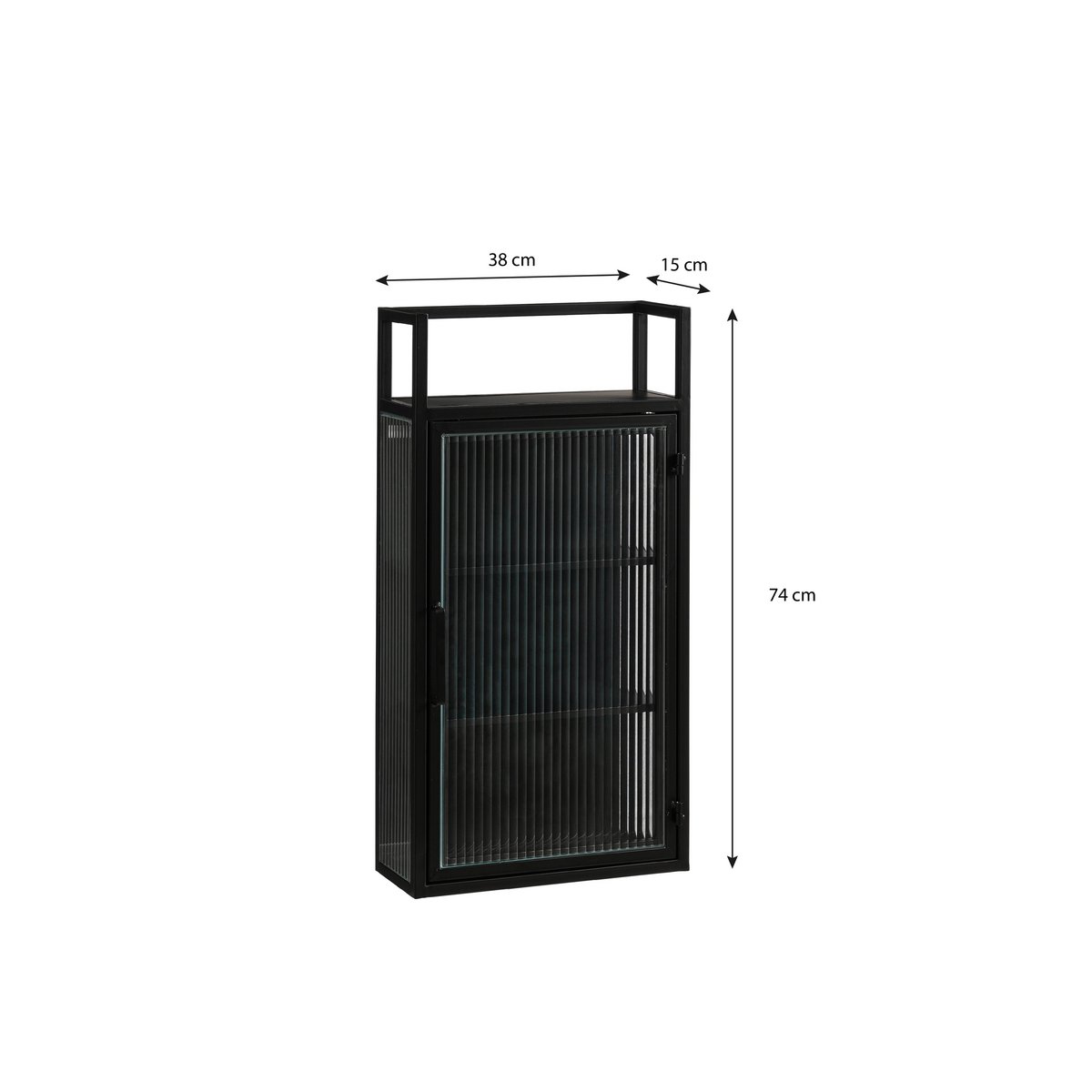 Clifton Wandkast - L38 x B15 x H74 cm - Metaal - Zwart