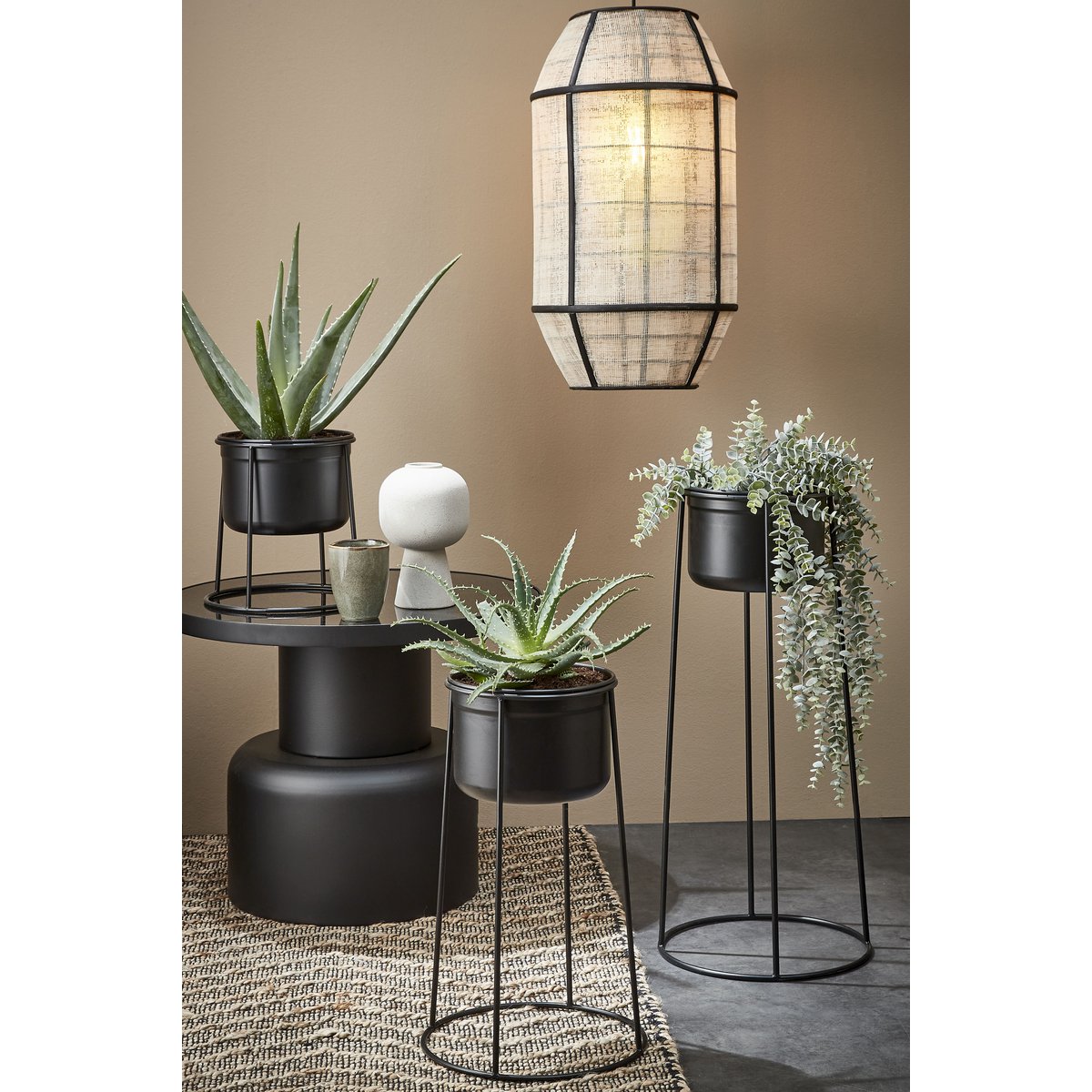 Pella Hanglamp - H58 x Ø33 cm - Linnen - Off-white