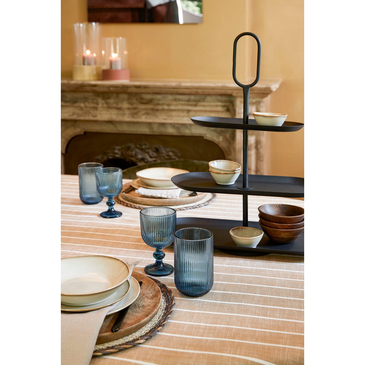 Merlot Drinkglas - Set van 6 - 400 ml - Glas -Blauw