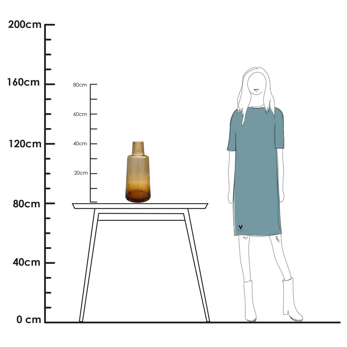 Jana amber Ø20 x H40 cm - 2 stuks