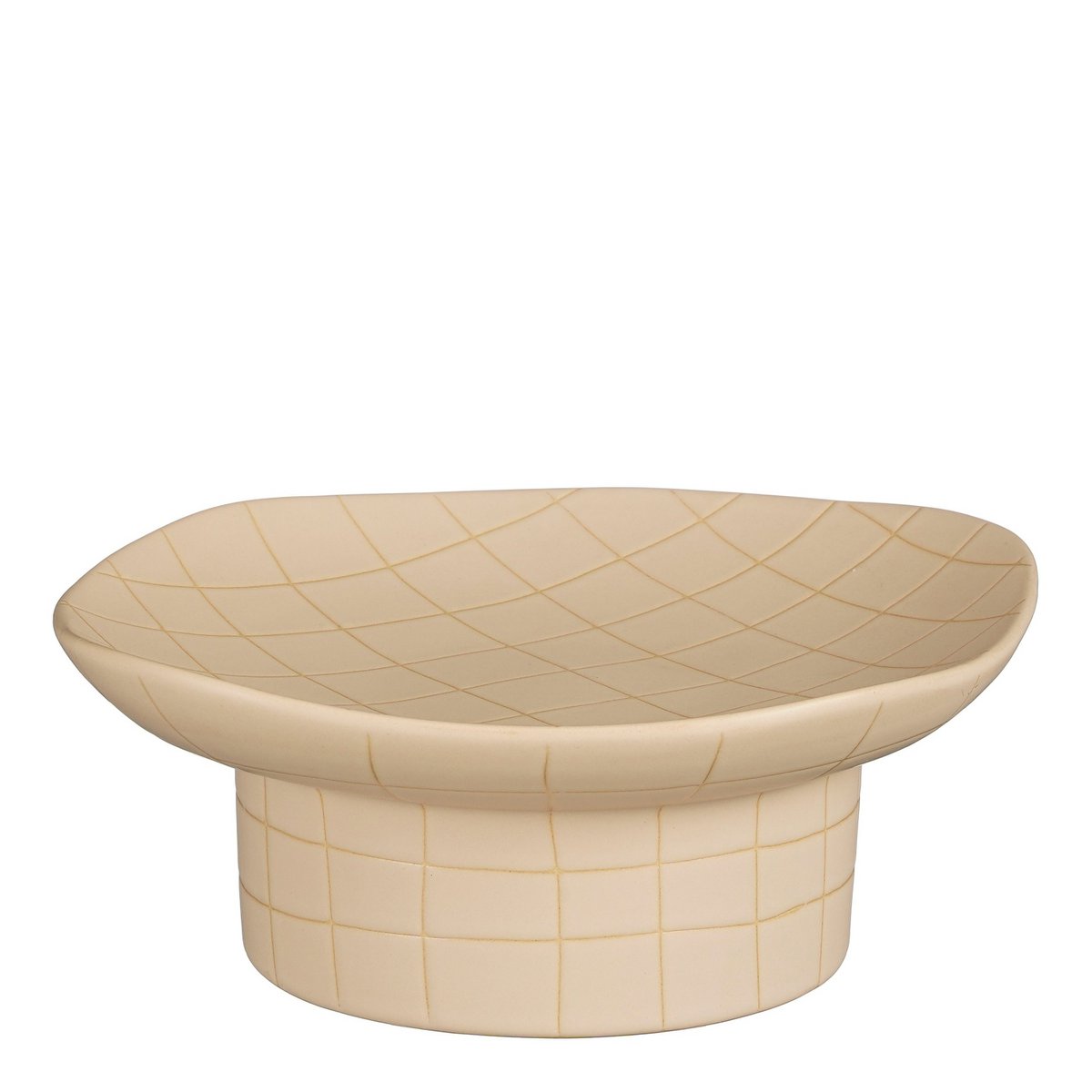 Wolga Schaal op Voet - L25 x B23 x H10 cm - Keramiek - Beige