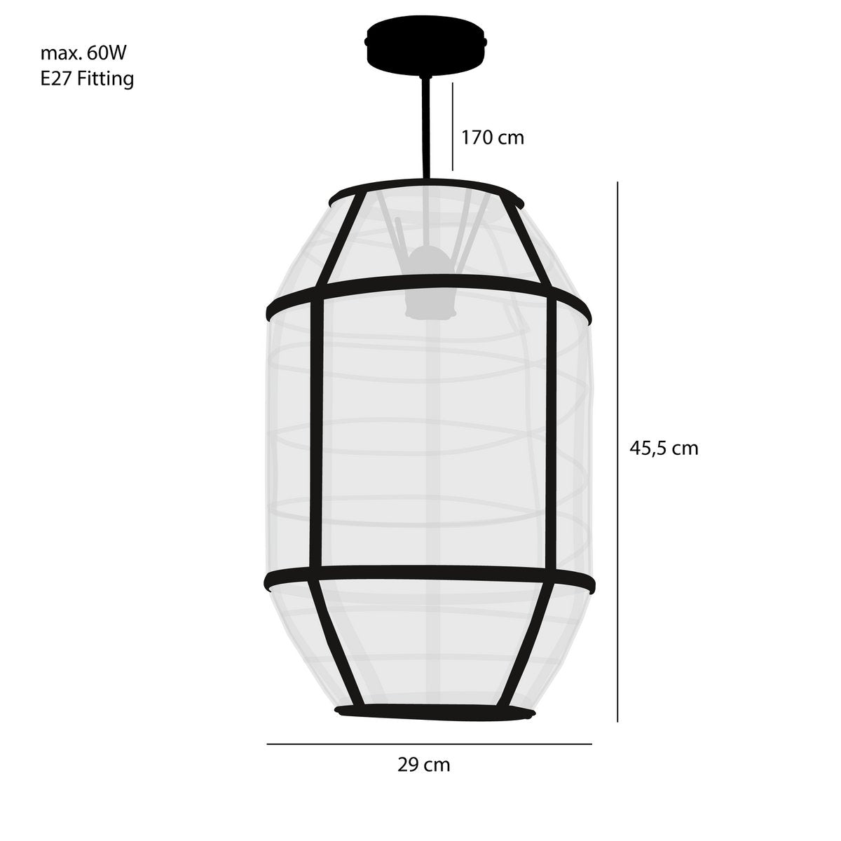 Pella Hanglamp - H46 x Ø29 cm - Linnen - Beige