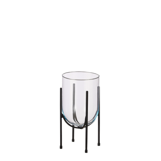 Jamey Vaas op Standaard - H31 x Ø17 cm - Transparant, Zwart