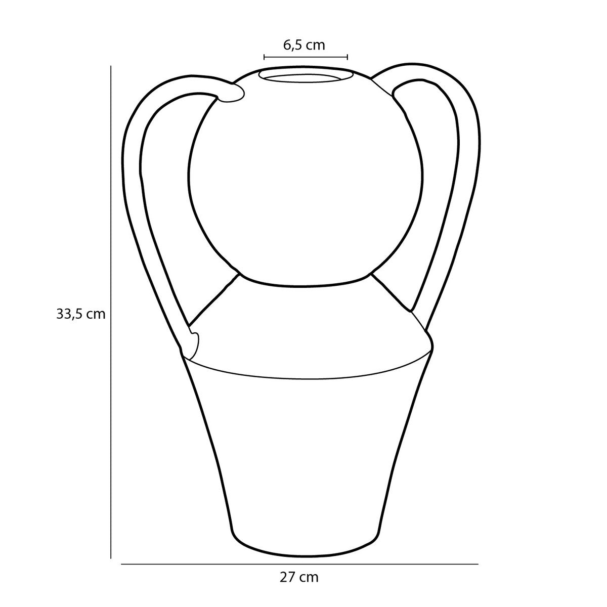 Stratt Vaas - L27 x B18 x H34 cm - Keramiek - Geel, Wit