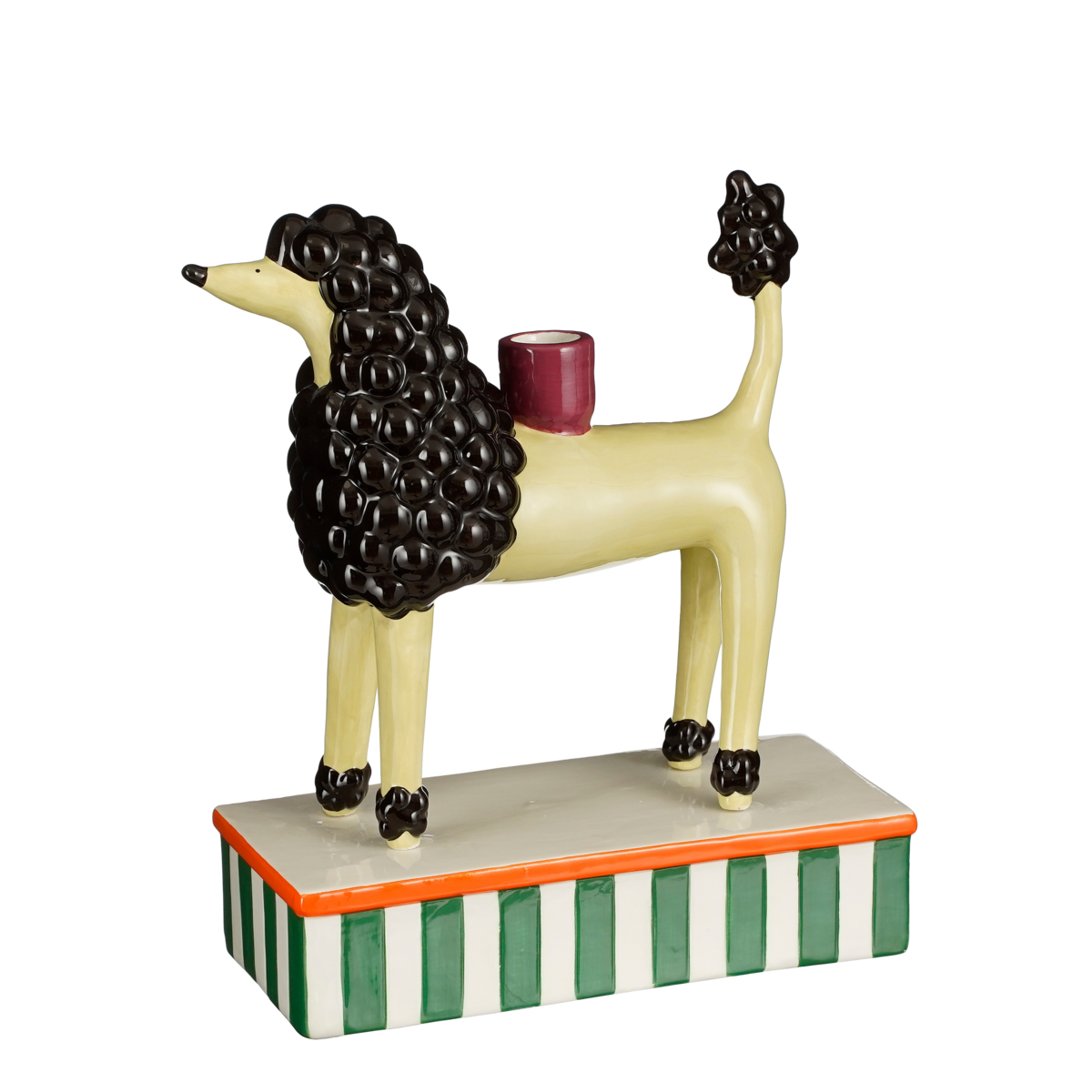 Kandelaar Hond - L24 x B11 x H29 cm - Keramiek - Lichtgeel