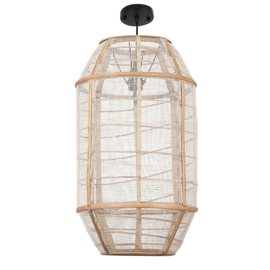 Pella Hanglamp - H58 x Ø33 cm - Linnen - Beige