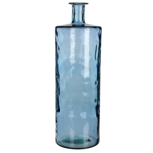Guan Fles Vaas - H75 x Ø25 cm - Gerecycled Glas - Blauw