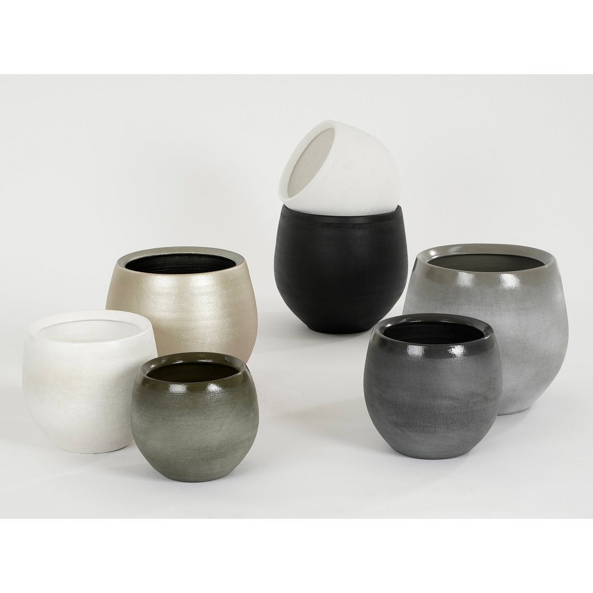 Douro Bloempot - H18 x Ø20 cm - Terracotta - Off White
