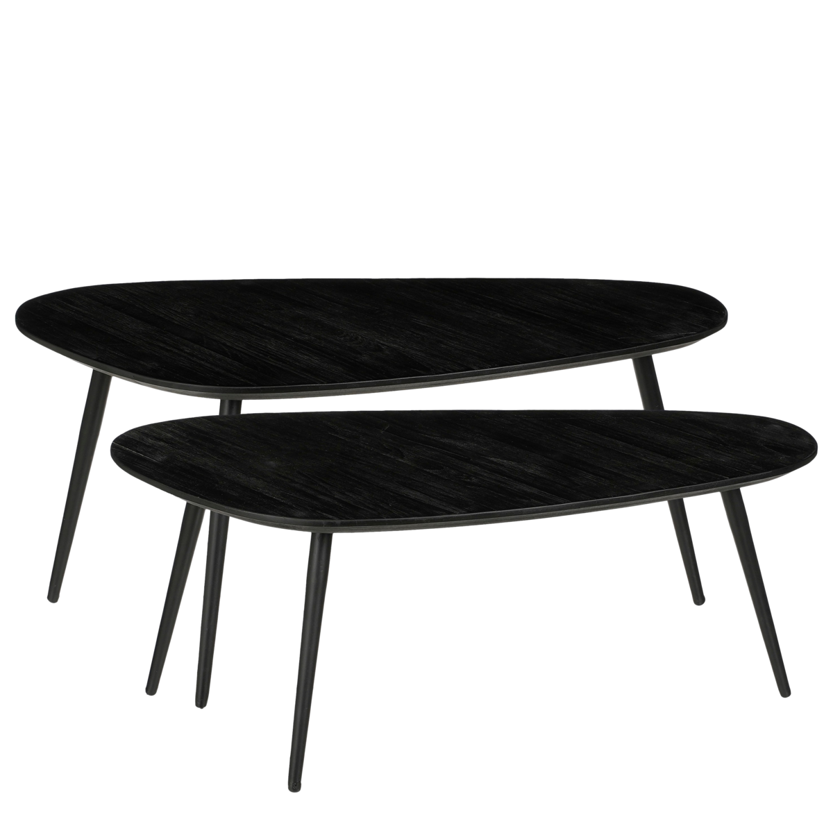Jailey Bijzettafel - Set van 2 - L84 x B39 x H39 cm - Gerecycled Hout - Zwart