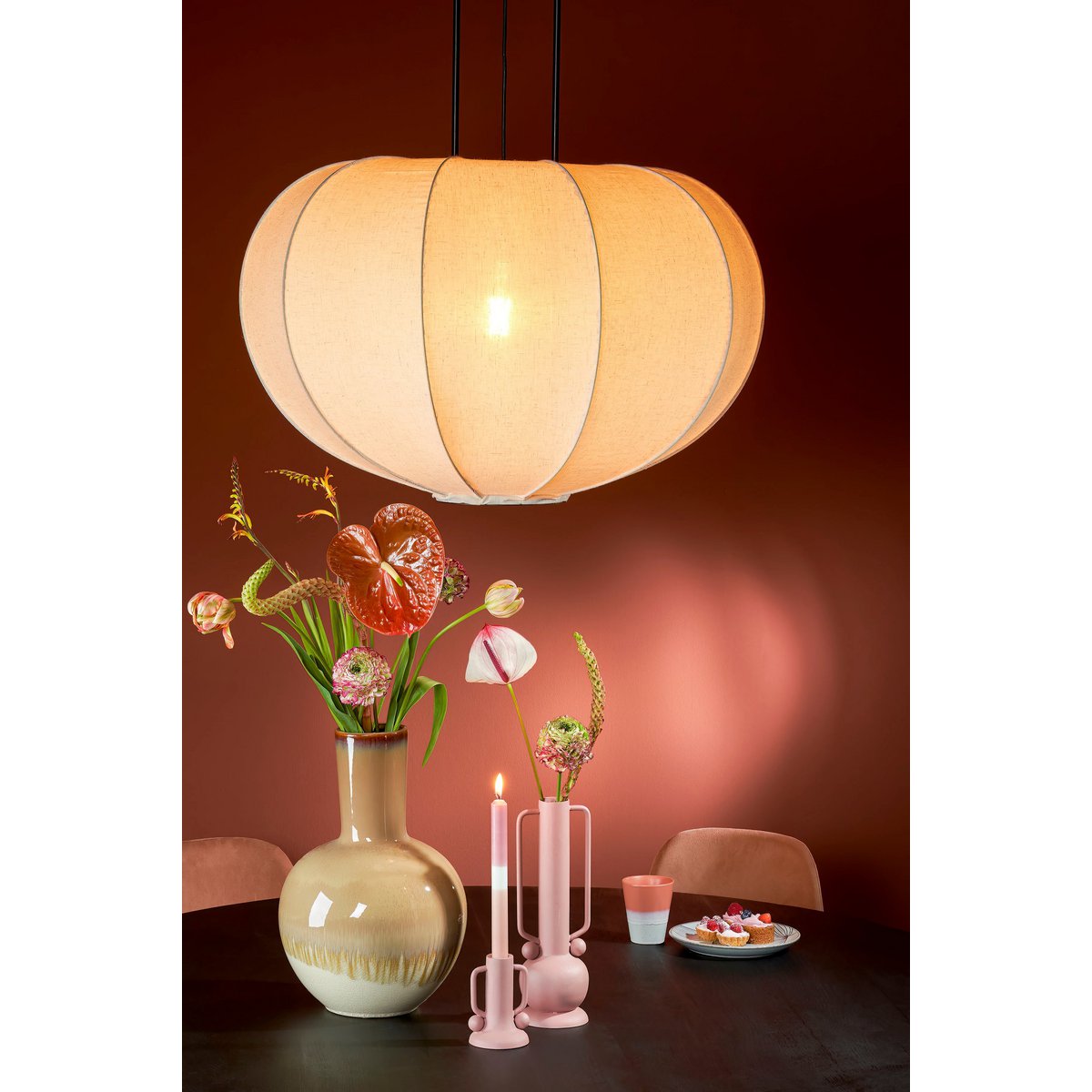 Pego Hanglamp - H55 x Ø50 cm - Linnen - Off-white