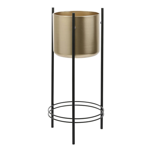 Sverre Bloempot op Standaard - H66 x Ø27 cm - Metaal - Goud, Zwart
