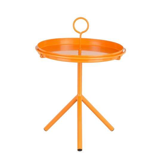 Aston Bijzettafel met Afneembaar Dienblad - H42 x Ø31 cm - Metaal - Oranje