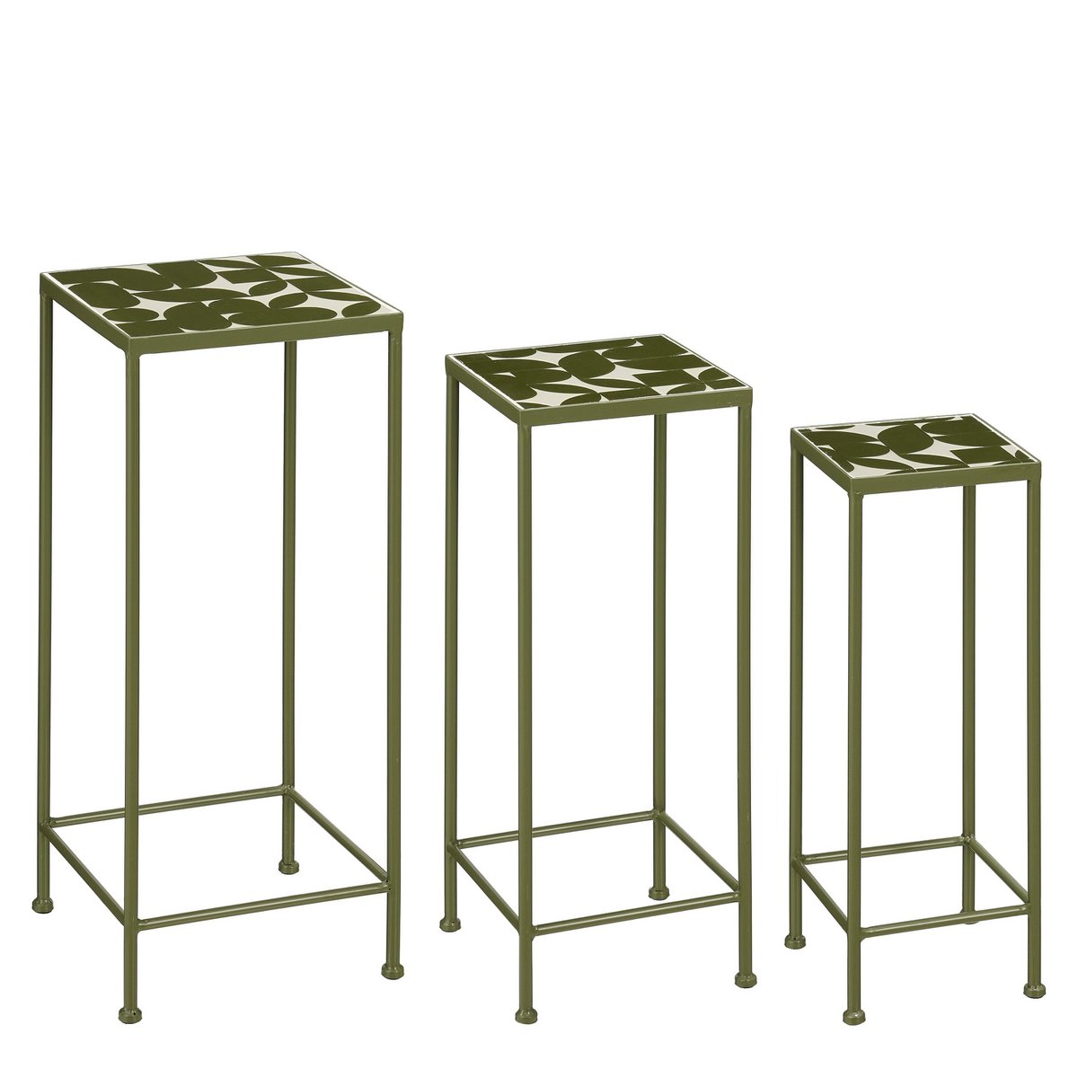 Bologna Bijzettafel Buiten - Set van 3 - L28 x B28 x H67 cm - Metaal - Donkergroen