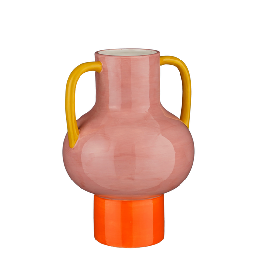 Stratt Vaas - L21 x B19 x H30 cm - Keramiek - Roze