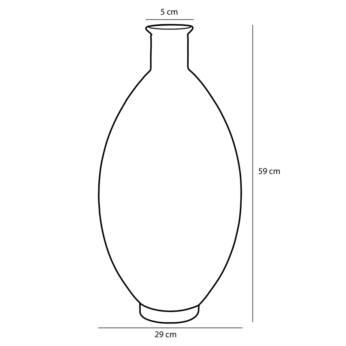 Firenza Fles Vaas - H59 x Ø29 cm - Gerecycled Glas - Donkerbruin