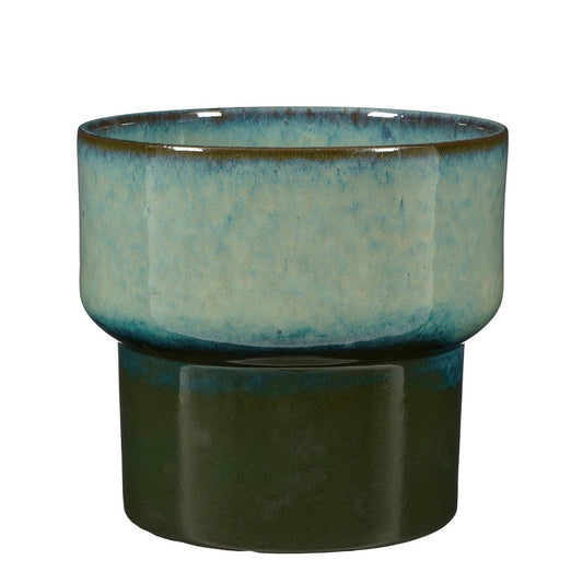Aster Bloempot - H23 x Ø26 cm - Stoneware - Groen