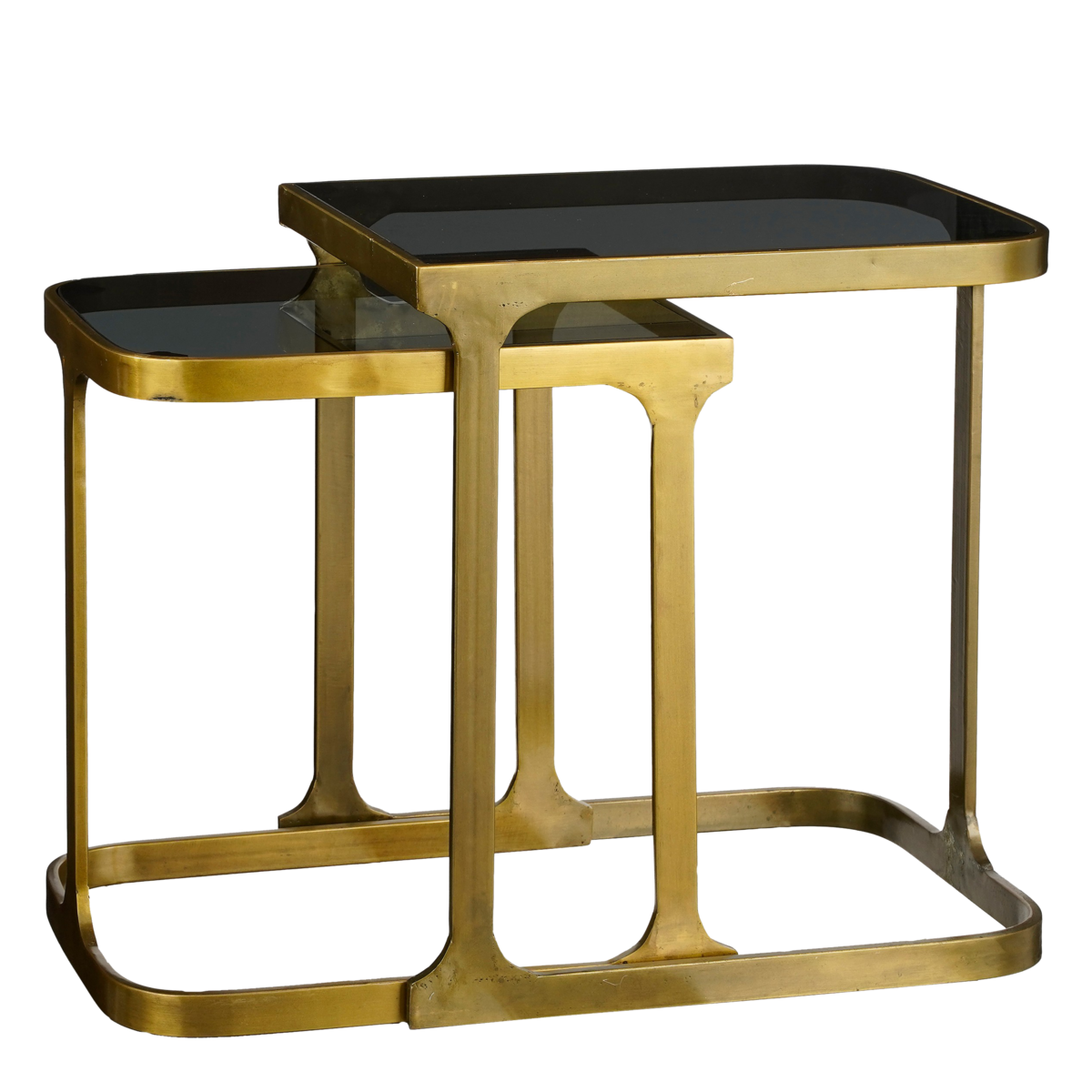 Kevin Bijzettafel - Set van 2 - L48 x B37 x H52 cm - Metaal - Goud