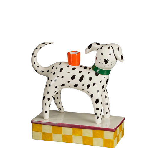 Kandelaar Hond - L26 x B11 x H27 cm - Keramiek - Wit