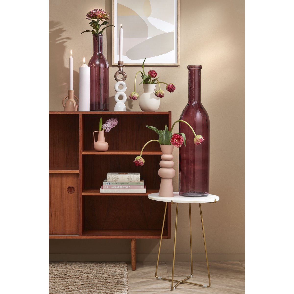 Rioja Fles Vaas - H50 x Ø15 cm - Gerecycled Glas - Bordeaux