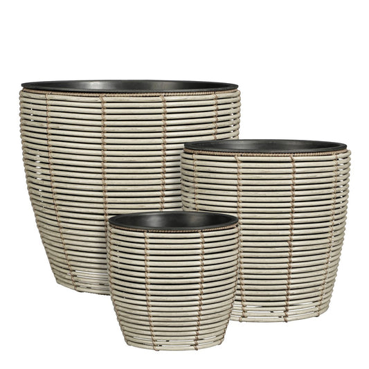 Durban Bloempot Buiten - Set van 3 - H36 x Ø40 cm - Gerecycled Plastic - Grijs