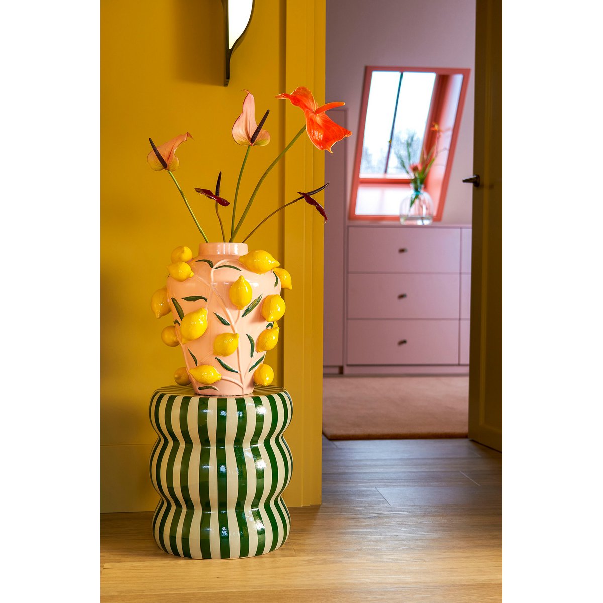 Melika Vaas - H38 x Ø35 cm - Keramiek - Lichtroze