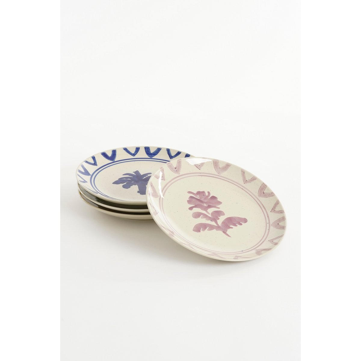Clayton Dinerbord - Set van 4 - H3 x Ø25 cm - Steengoed - Groen, Blauw, Geel, Lila