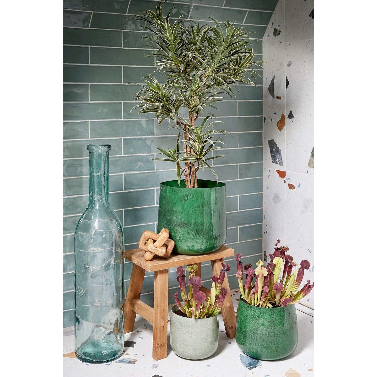 Rioja Fles Vaas - H100 x Ø21 cm - Gerecycled Glas - Transparant
