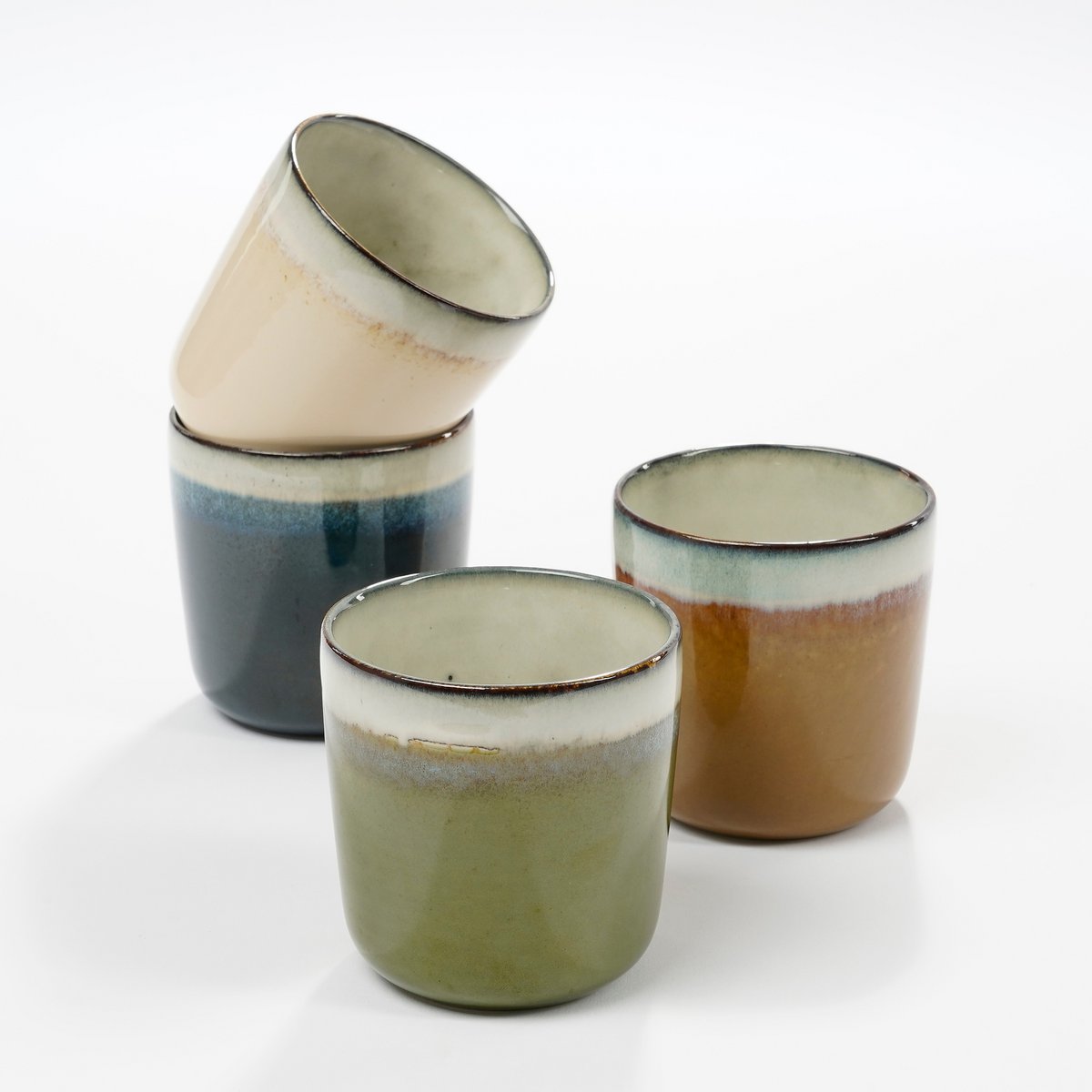 Tanzi Beker - 300 ml - Steengoed - Beige, Bruin, Groen, Donkerblauw