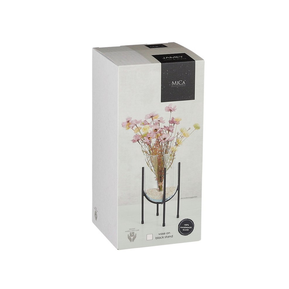 Jamey Vaas op Standaard - H31 x Ø17 cm - Transparant, Zwart